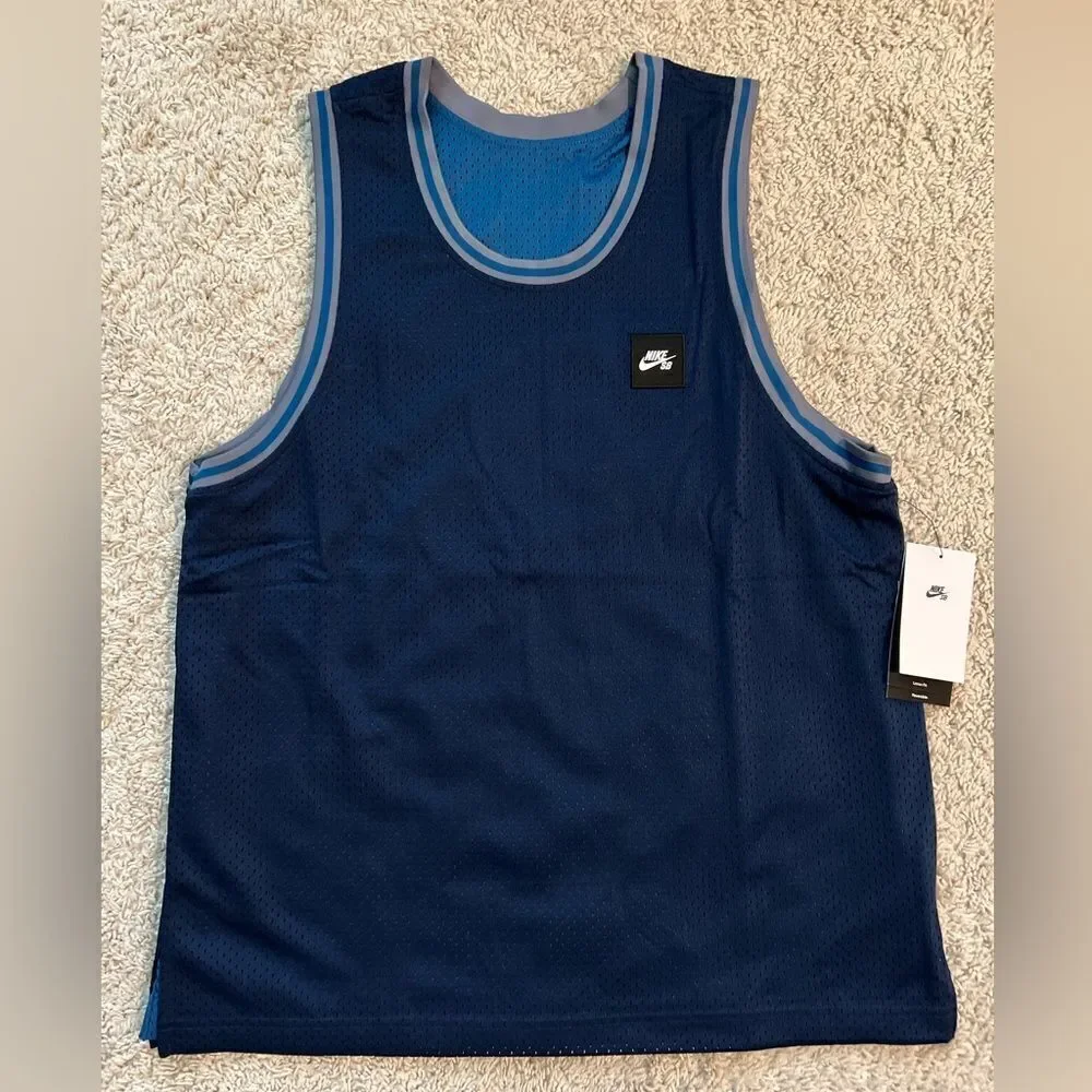 NIKE SB Basketball Jersey Top Unisex Adult Blue Gray Reversible Mesh